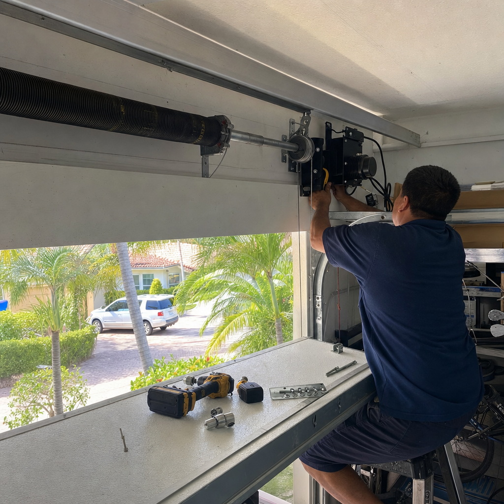 Garage door opener repair by a professional technician