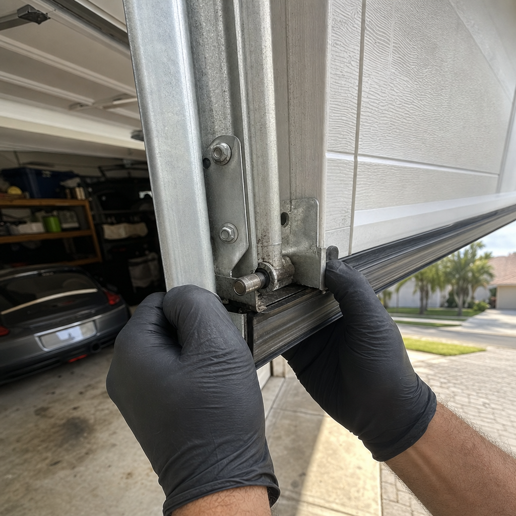 Garage door roller and track adjustment by professional in Miami, FL
